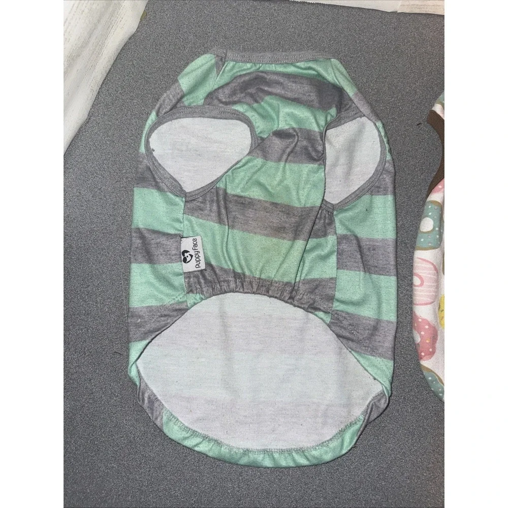 Dog Shirt Lot Of‎ 2 , S/m Stripe, Xl Donuts